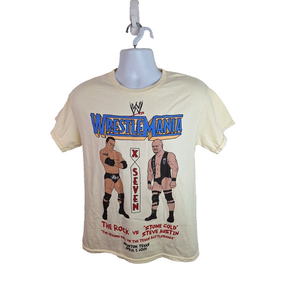WrestleMania T-shirt X-Seven The Rock vs. Stone Cold Steve Austin size Medium - Picture 1 of 4